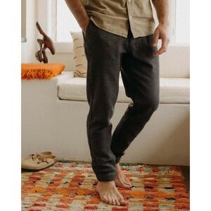 Taylor Stitch Mens Après Pant S Charcoal Sashiko Textured Joggers Organic Cotton